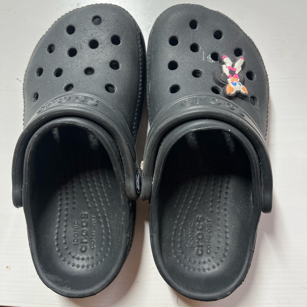 CROCS Black Slippers with Perforated Design